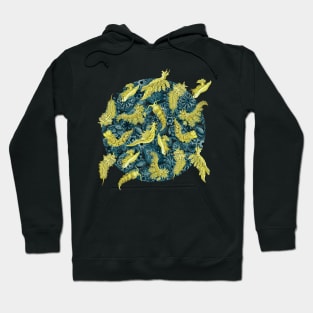 Ernst Haeckel Yellow Nudibranch on Cerulean Sea Squirts Hoodie